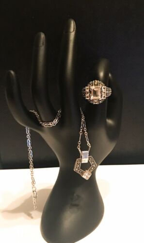 Judith Jack Swarovski Crystal Necklace & Ring Size 7 1/4 Set