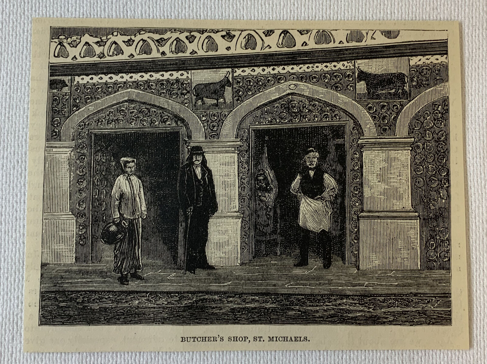 1886 Magazine Engraving ~ Butcher's Shop, St. Michaels, Azores