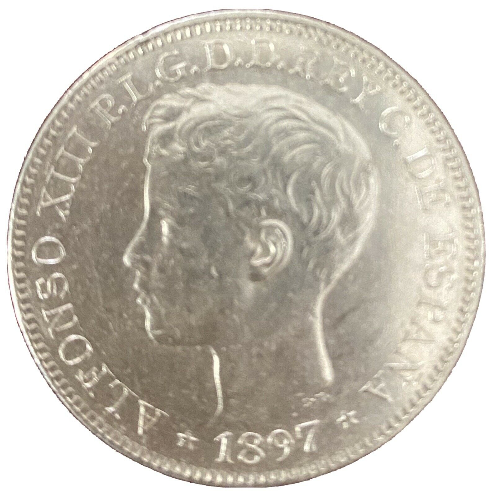 1897 Islas Filipinas Silver Un Peso Alphonso Xiii Coin - Xf - Au.