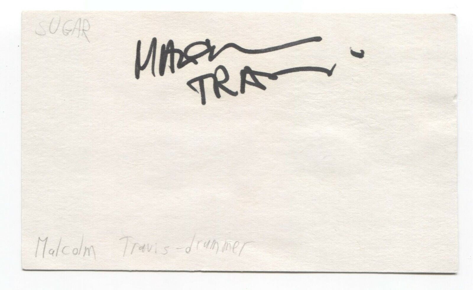 Malcom Travis Signed 3x5 Index Card Autographed Human Sexual Response Band