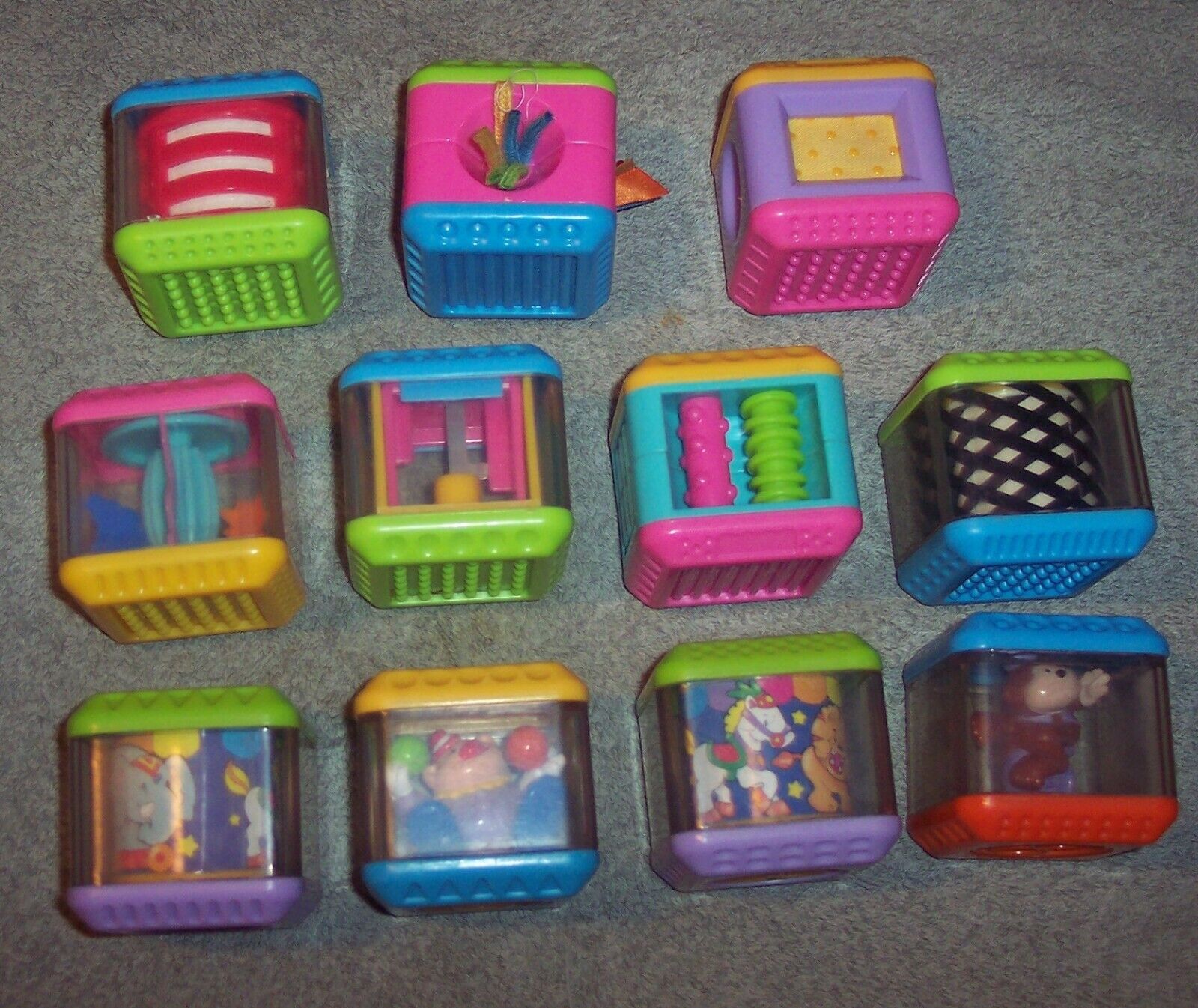 Lot 11 Fisher Price Peek A Boo Blocks Building Interactive Stacking Sensory Toys