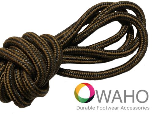 Heavy Duty Chestnut / Black  Shoe / Boot Laces Made With Black Dupont™ Kevlar®