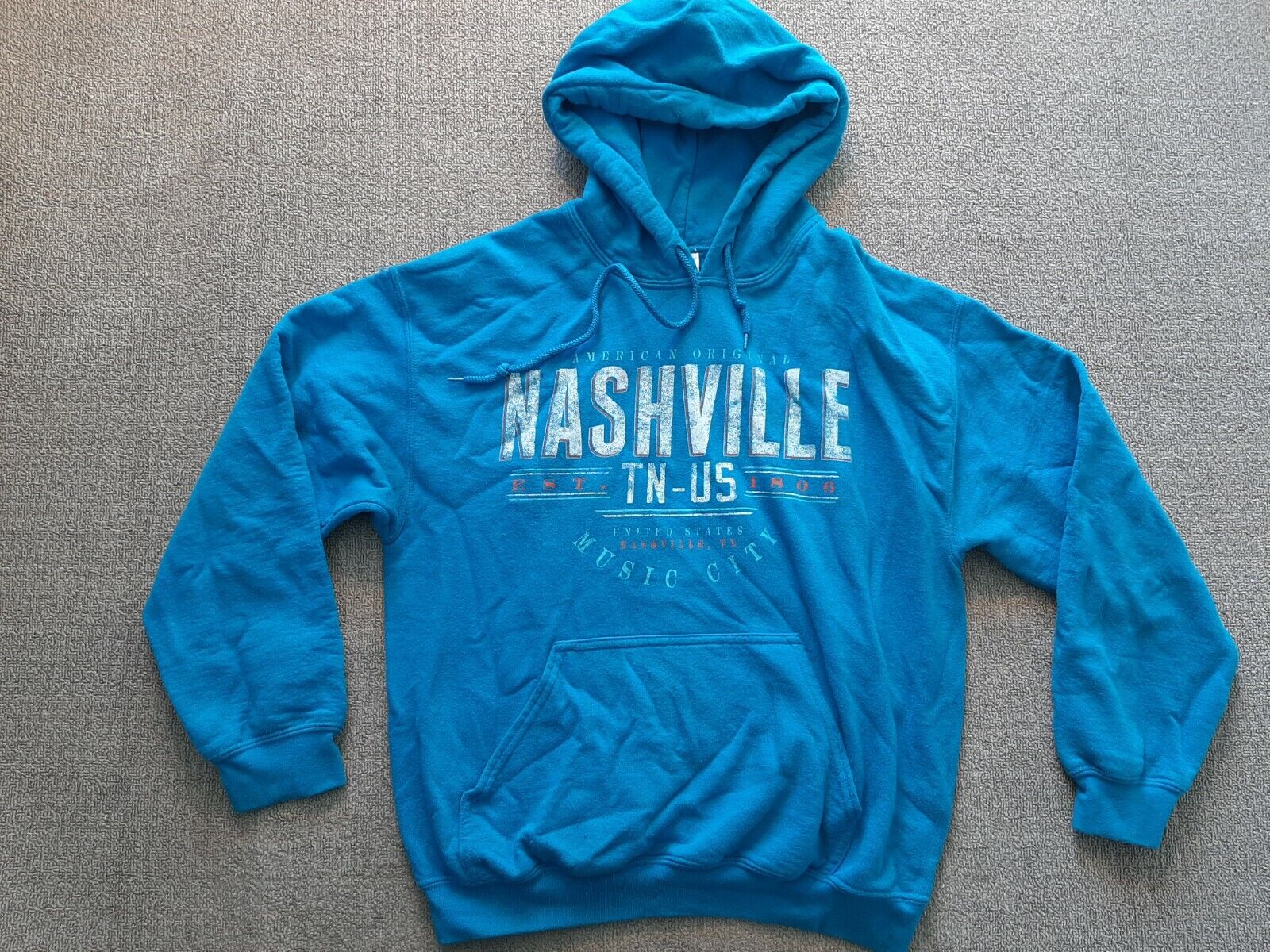 Nashville Tn Tennessee Music City Hoodie Glidan Blue Adult Size M Medium