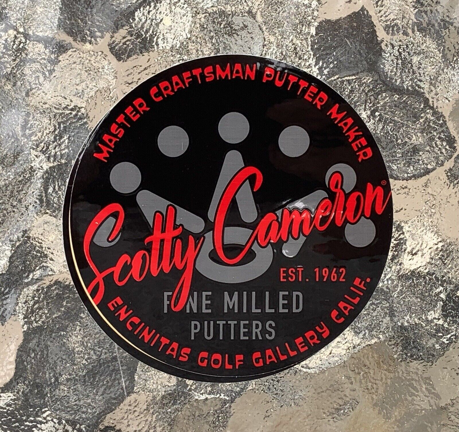 Scotty Cameron 🔥gallery 3” Scotty Script 7 Pt Tour Crown Sticker “black/red”
