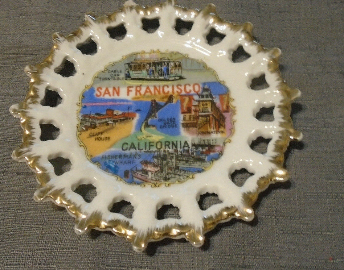Vintage San Francisco California  State Gold Trim Souvenir Collector's Plate