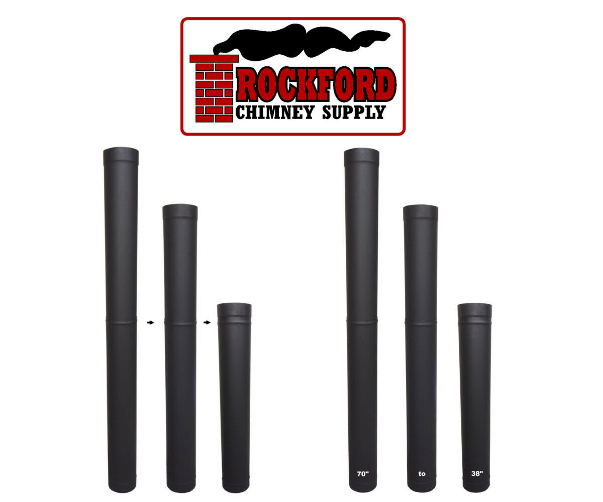 Black Single Wall Chimney Stove Pipe Telescoping Section