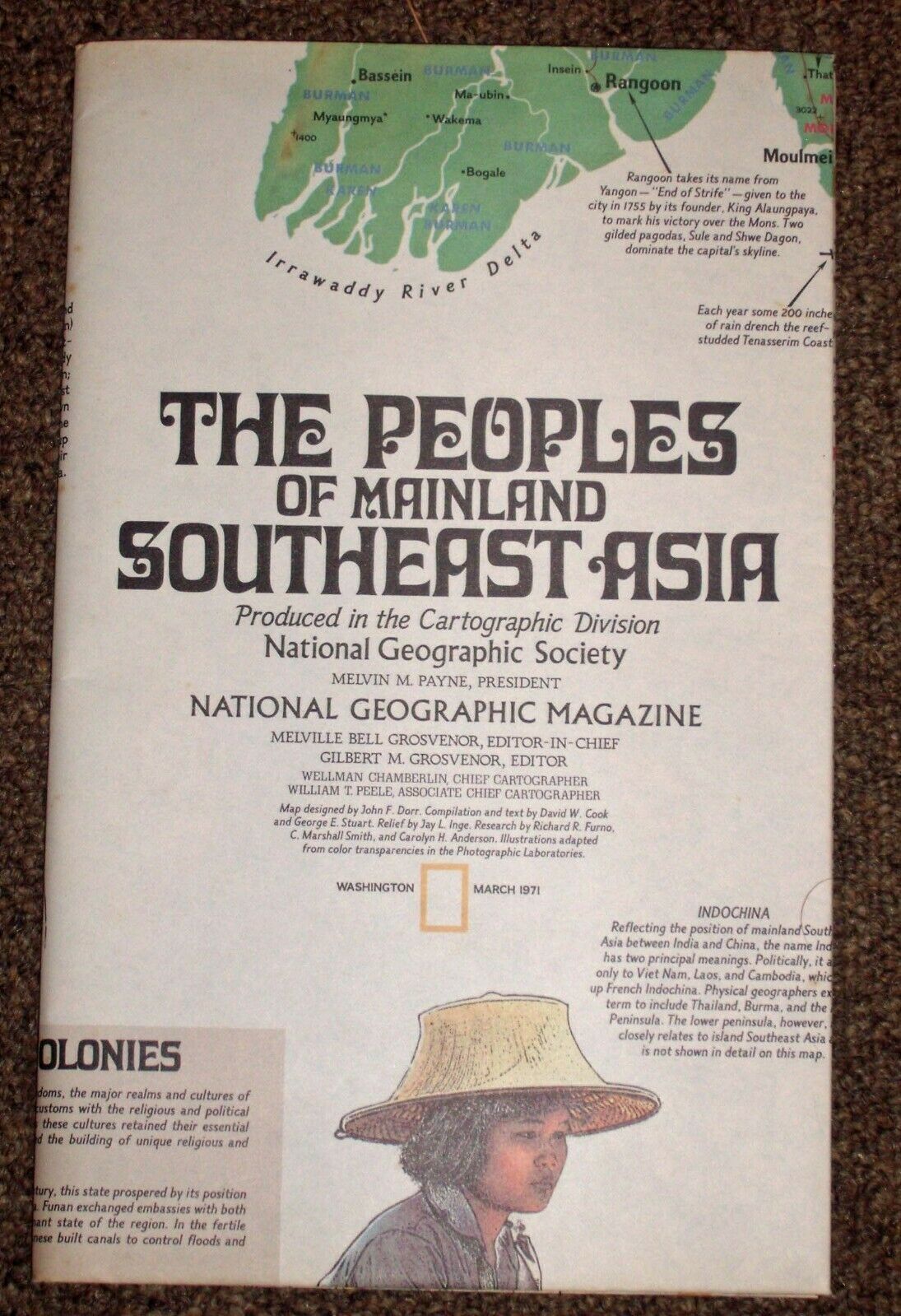 Vintage National Geographic Society Peoples Ofsoutheast Asia Map And Poster