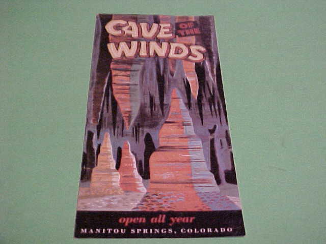 Vintage Brochure Map Cave Of The Winds Manitou Springs Colorado