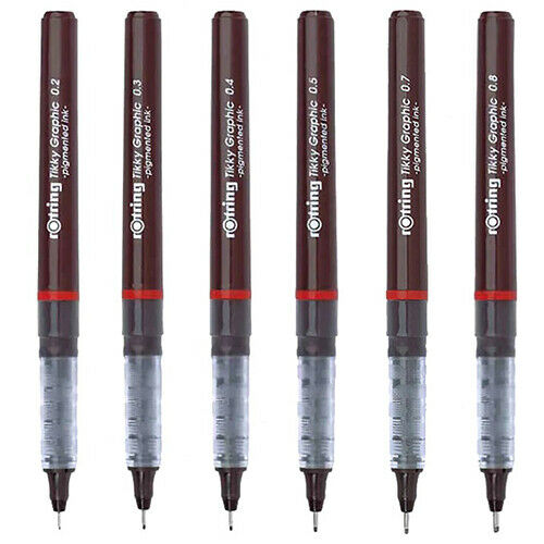 Rotring Tikky - Graphic Fineliner Fiber Tip Pen - 0.2 ~ 0.8mm - Black