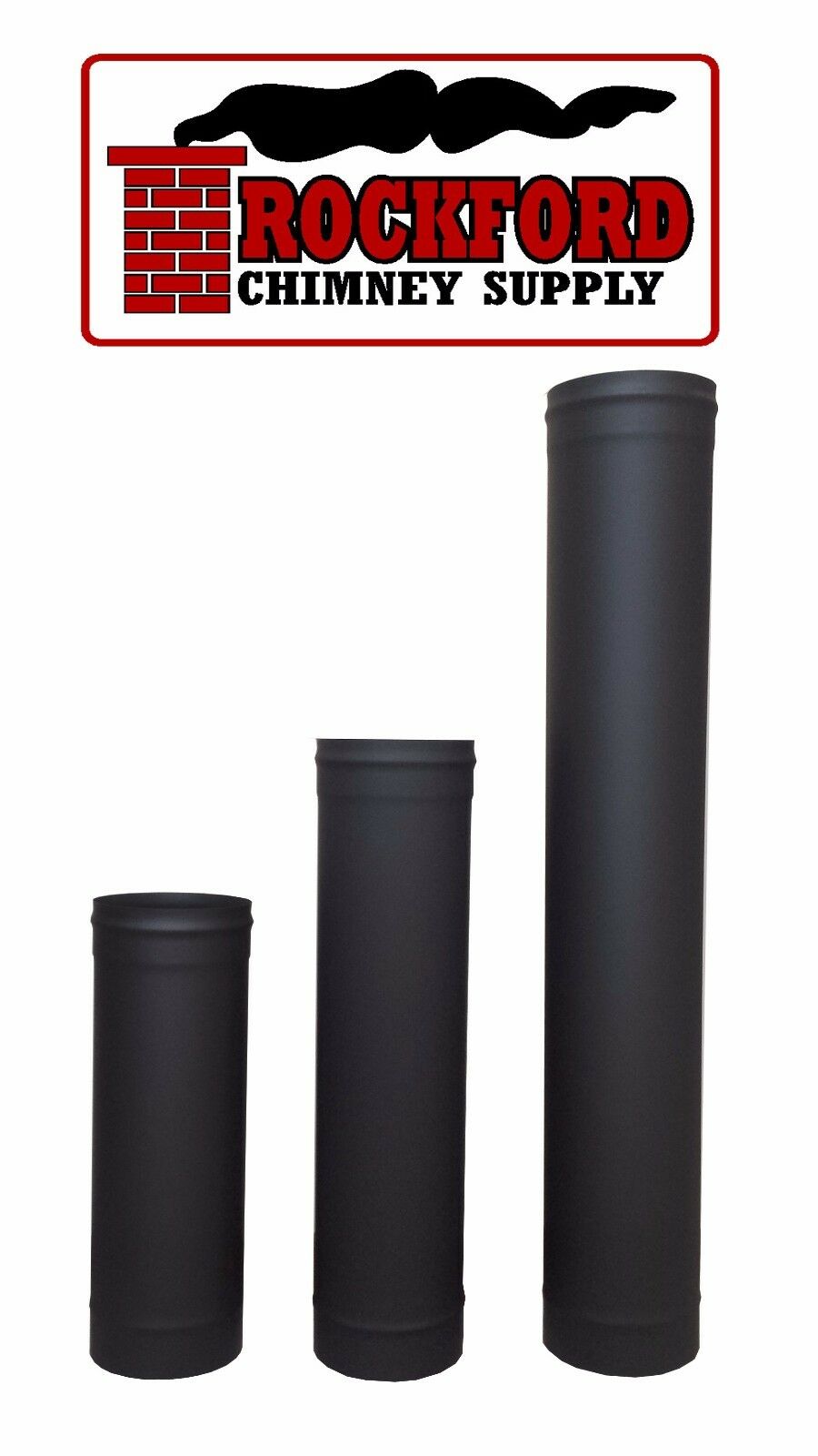 Black Single Wall Chimney Stove Pipe 6 In. Diameter, Variety Of Lengths