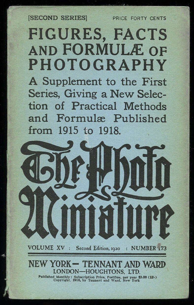 1920 The Photo Miniature Formulae Of Photography - Alternative Processing