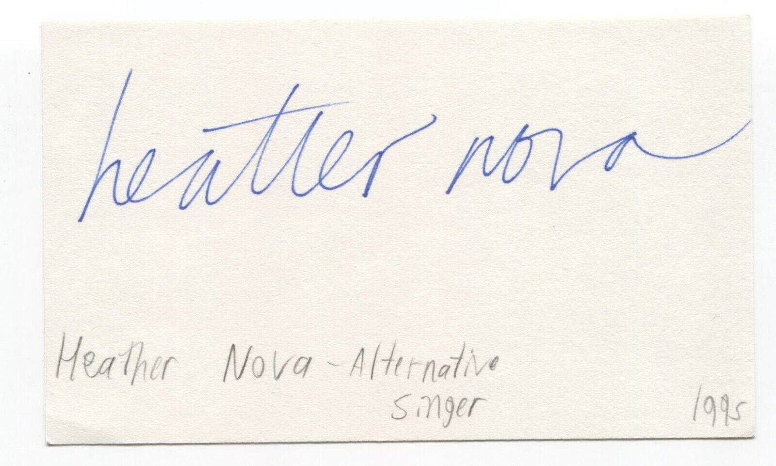 Heather Nova Signed 3x5 Index Card Autographed Signature Singer