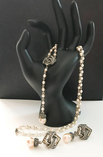Judith Jack Faux Pearl Necklace & Earrings Set