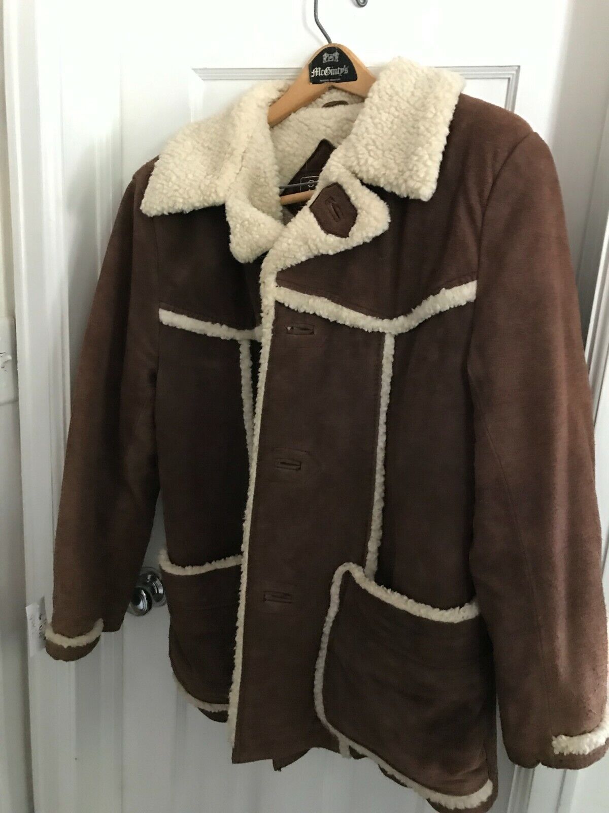 Genuine Leather Sherpa Lined Coat Jacket Medium M - Hi Gear Men's Western Coat