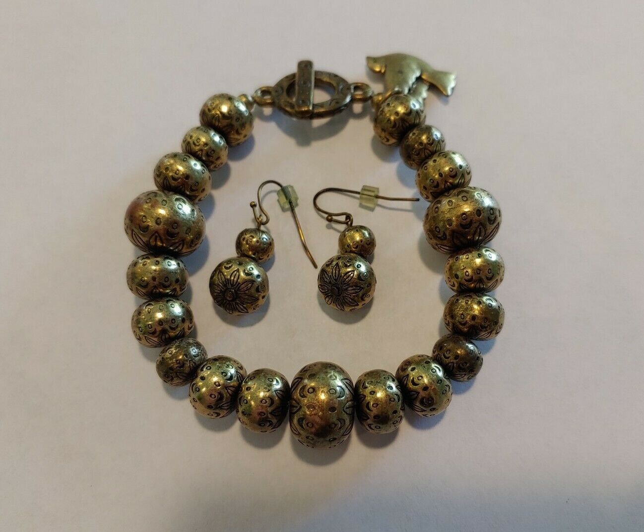 Coldwater Creek Bracelet & Earrings Bird Hang Tag Matching Set