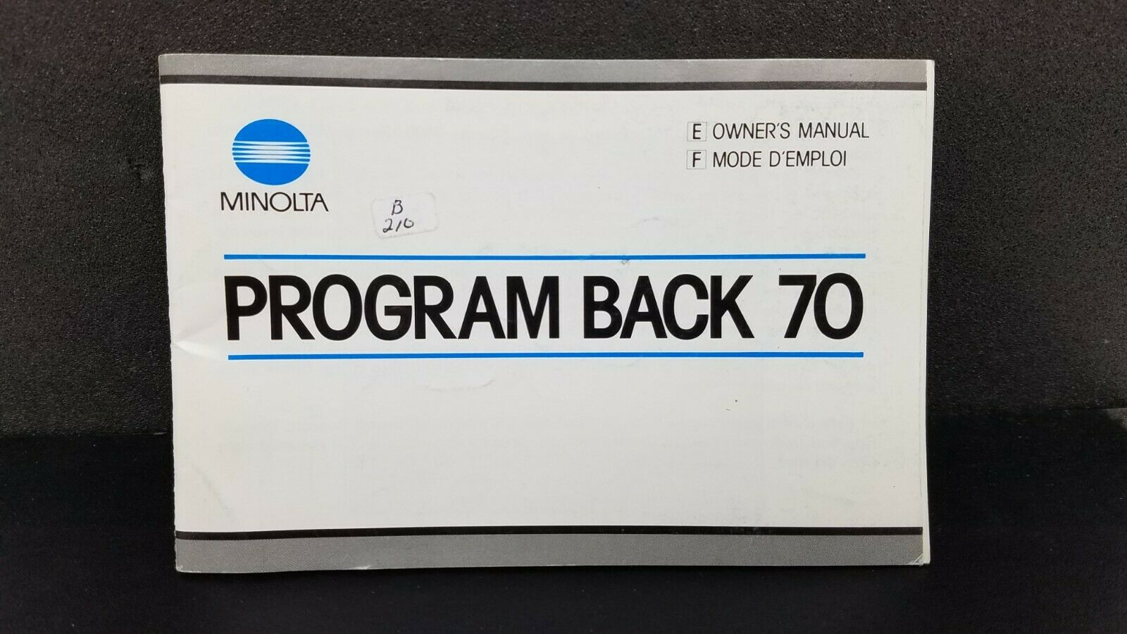 Original Minolta Program Back 70 Owner's Operating Manual Instructions Guidebook