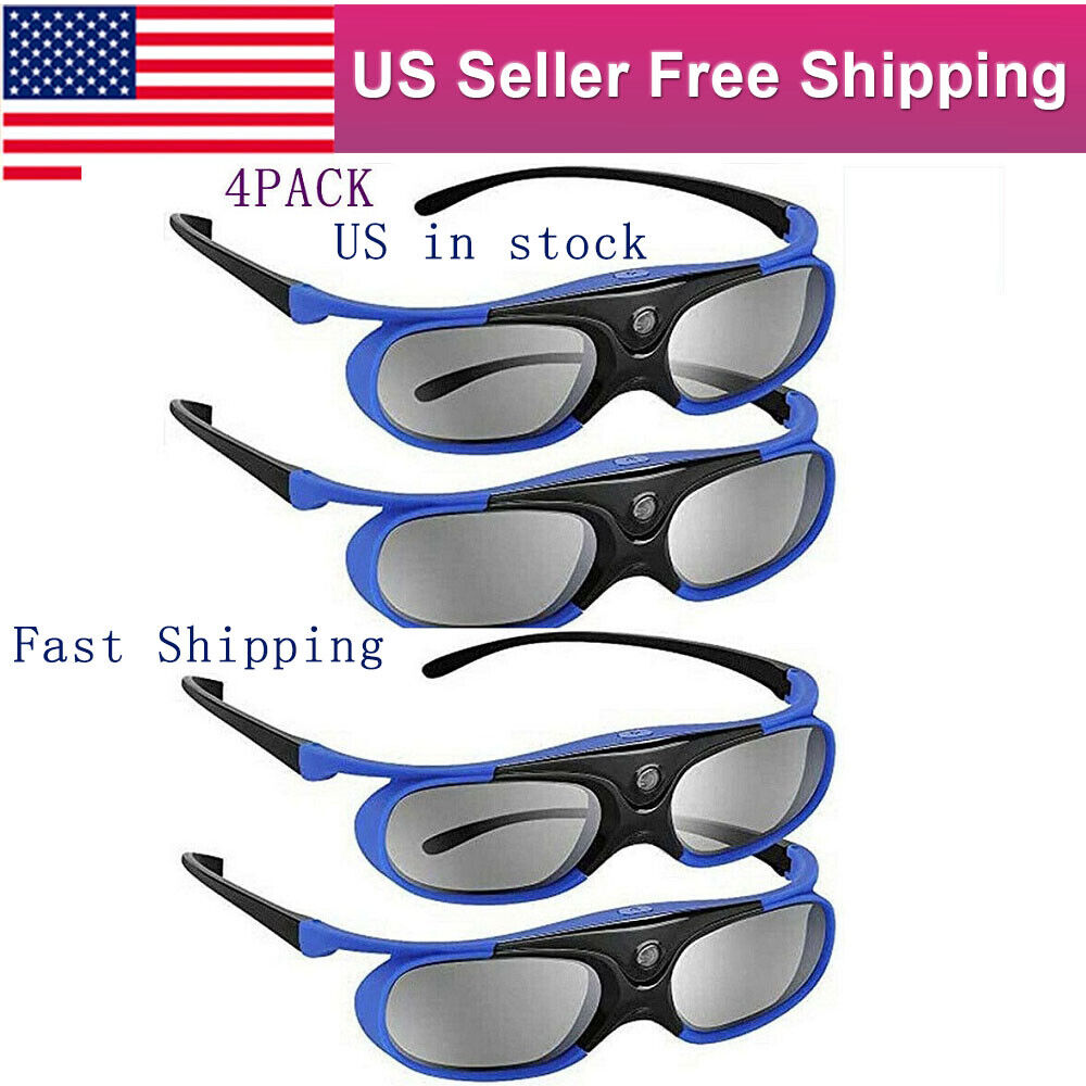 4 Pack 3d Glasses Rechargeable Active Shutter Glasses Compatible W/dlp Projector