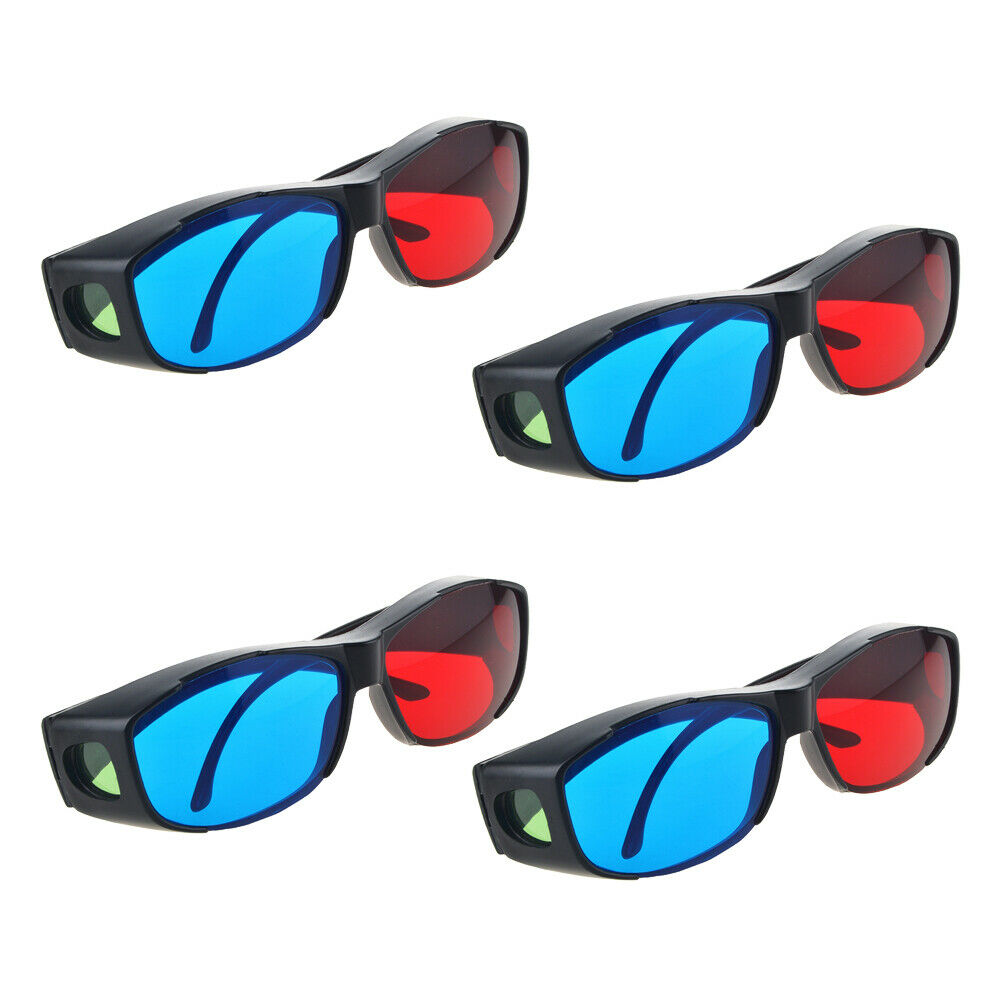 4 Pcs Red Blue 3d Glasses Frame For Dimensional Anaglyph Movie Dvd Game
