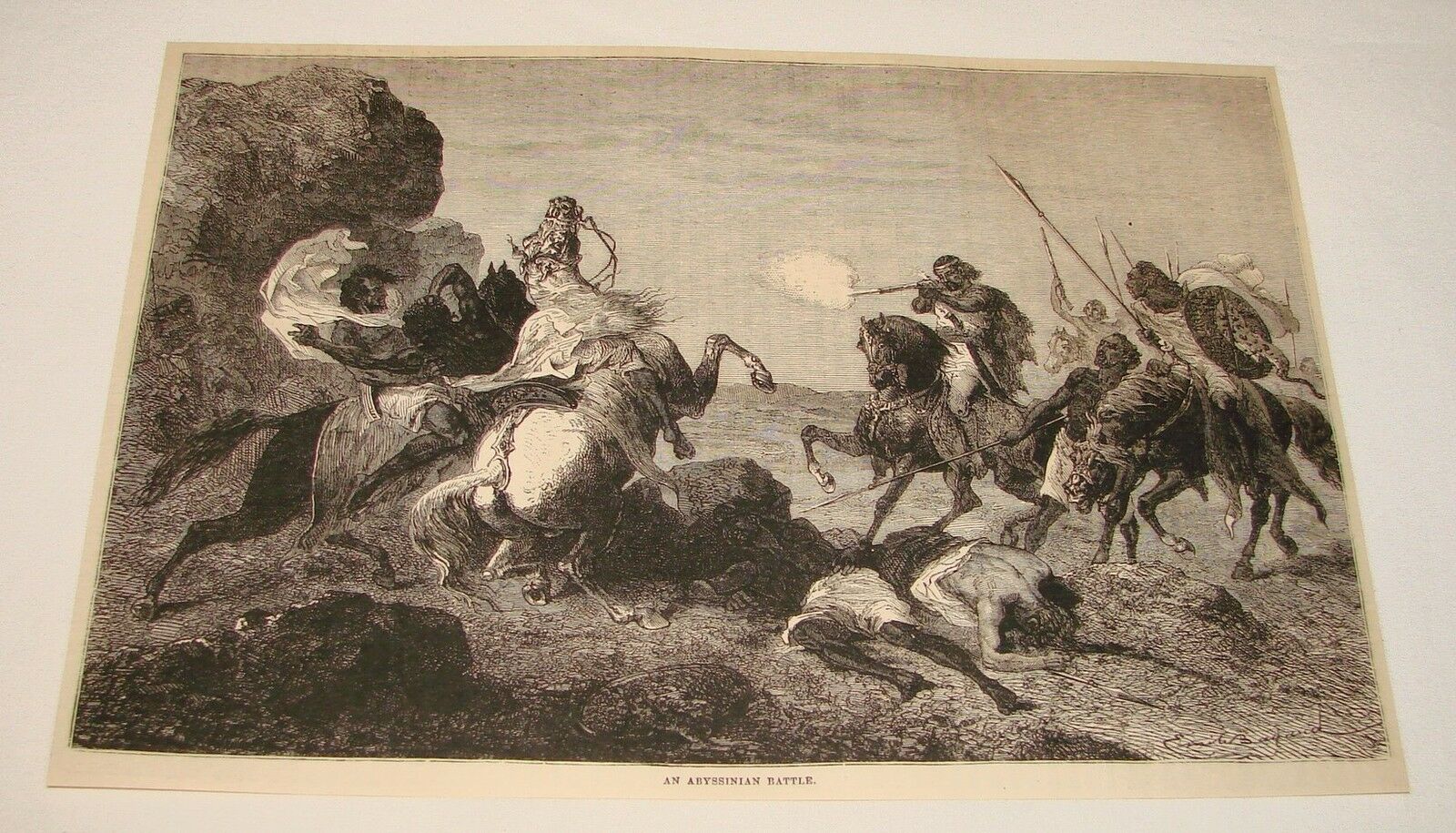 1880 Magazine Engraving ~ An Abyssinian Battle, Etheopia