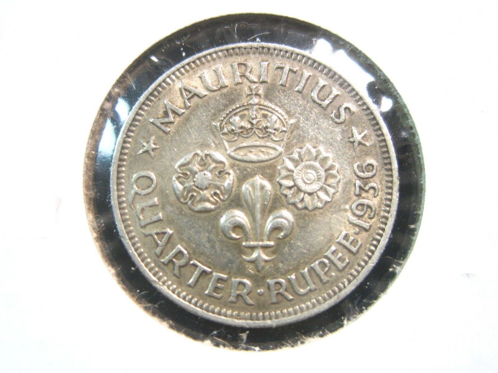 Mauritius 1/4 Rupee 1936 Silver British King George V Sharp 3086# Money Coin