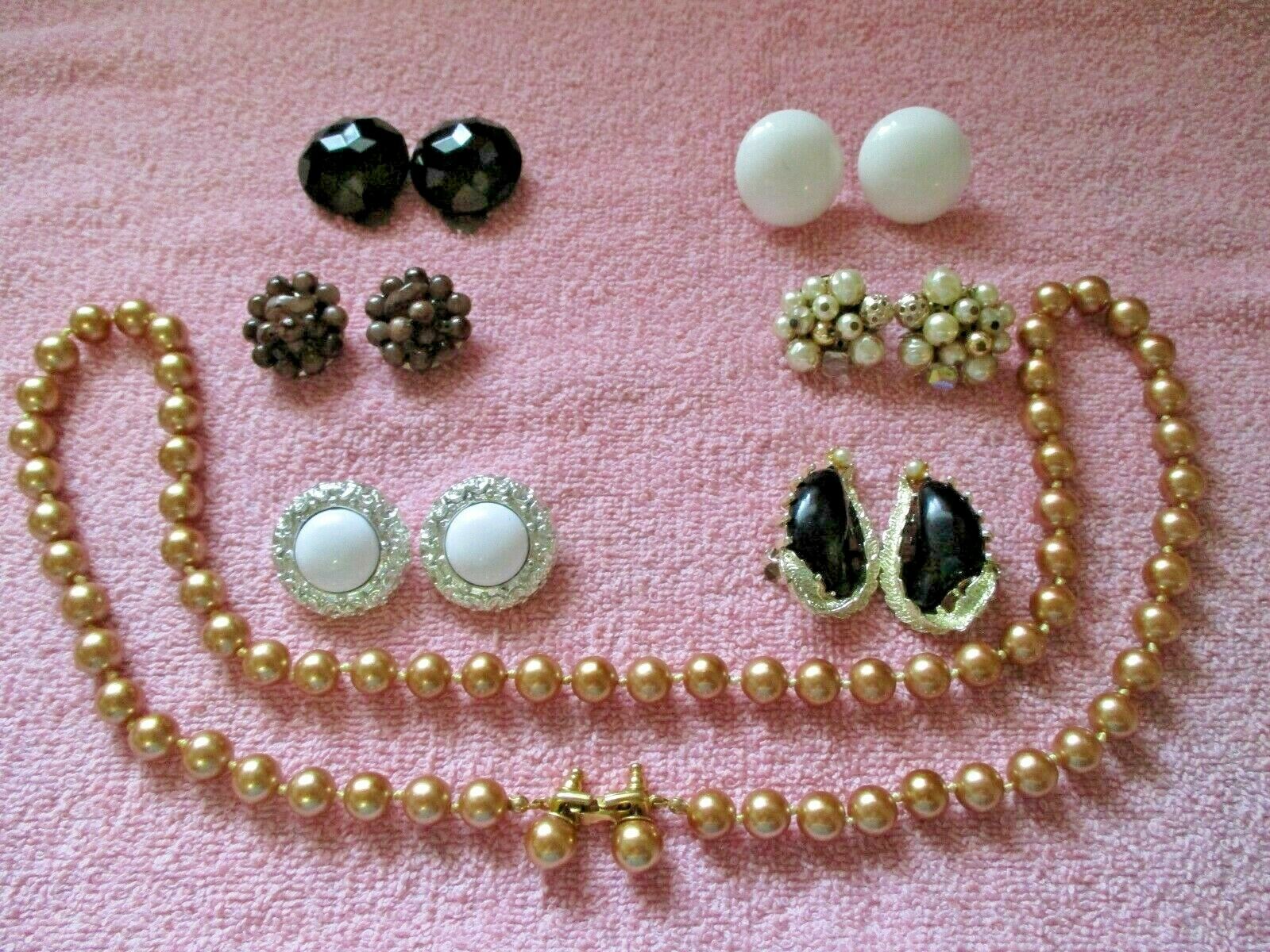 Lot Of Jewelry-pearl Necklace & Matching Earrings Plus More Earrings Earrings
