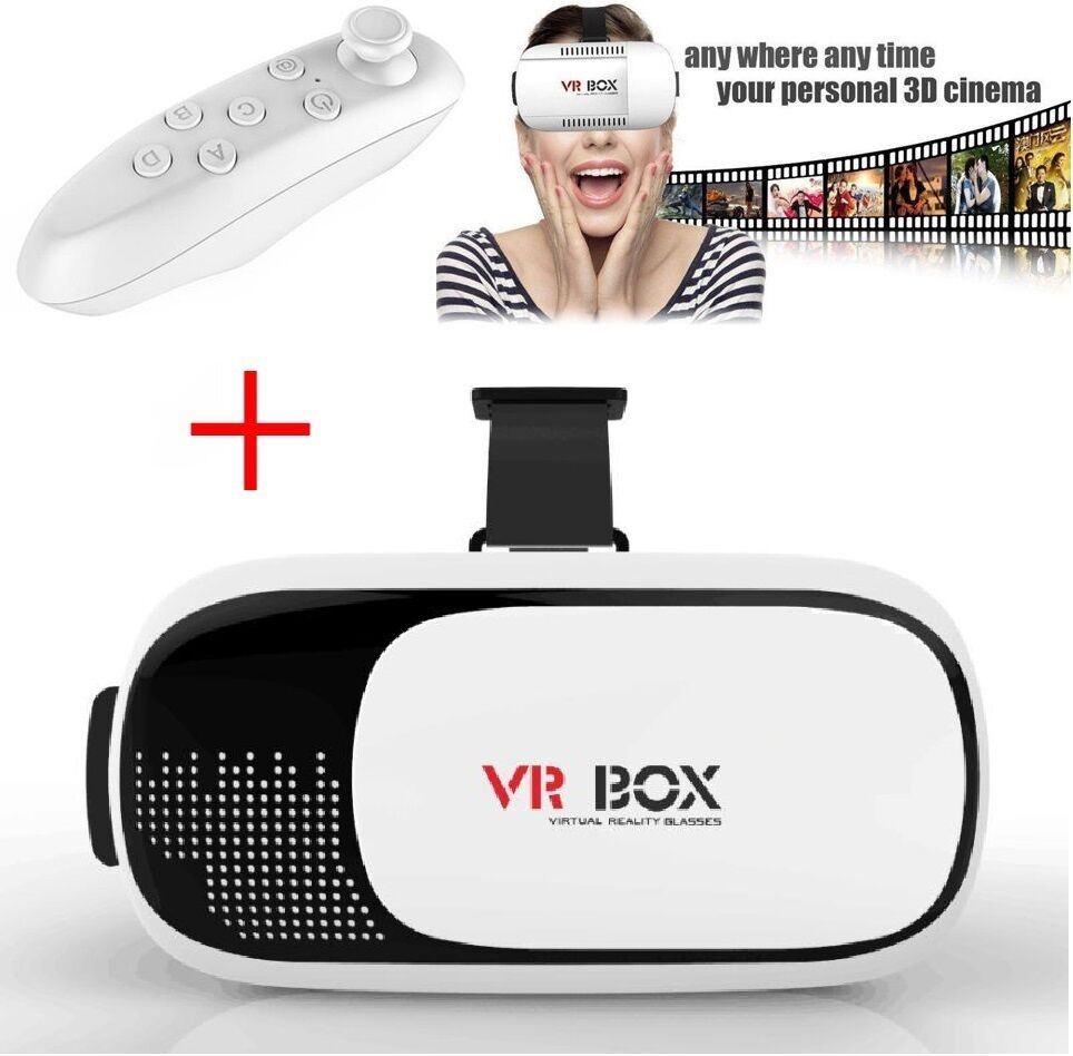 2nd Gen Vr Box Virtual Reality Glasses Goggle Headset 3d Movie Game + Bluetooth