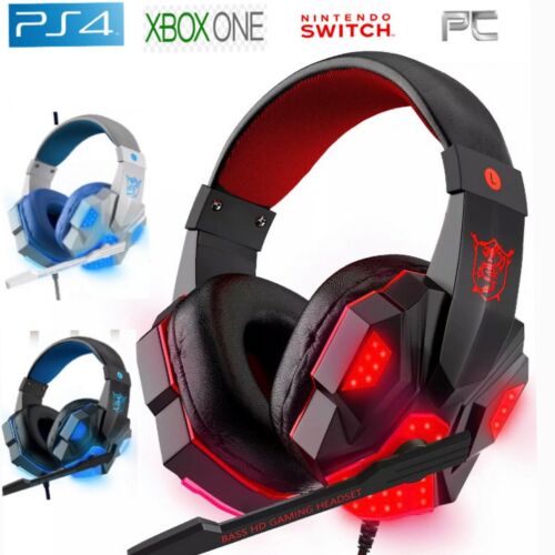 For Ps4 Xbox Nintendo Switch Pc 3.5mm Stereo Headphones Mic Led Gaming Headset