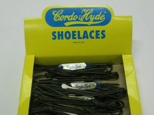 (1 Pair) Wax Shoe Laces Thin Round Waxed Cordo Hyde - Made In Usa - Dress Shoe